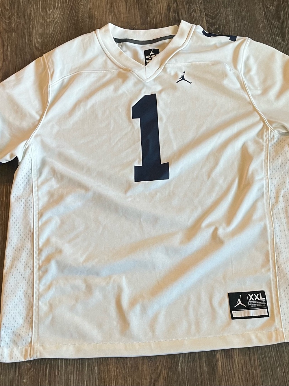 Jordan Men's White Performance Football Jersey - Number 1 U of M